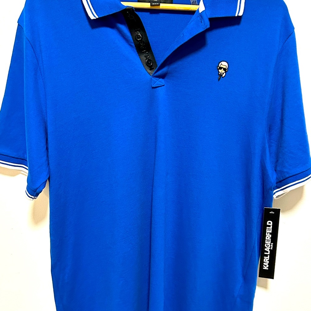 Karl Lagerfeld size M blue men’s polo.  New, tags still on.